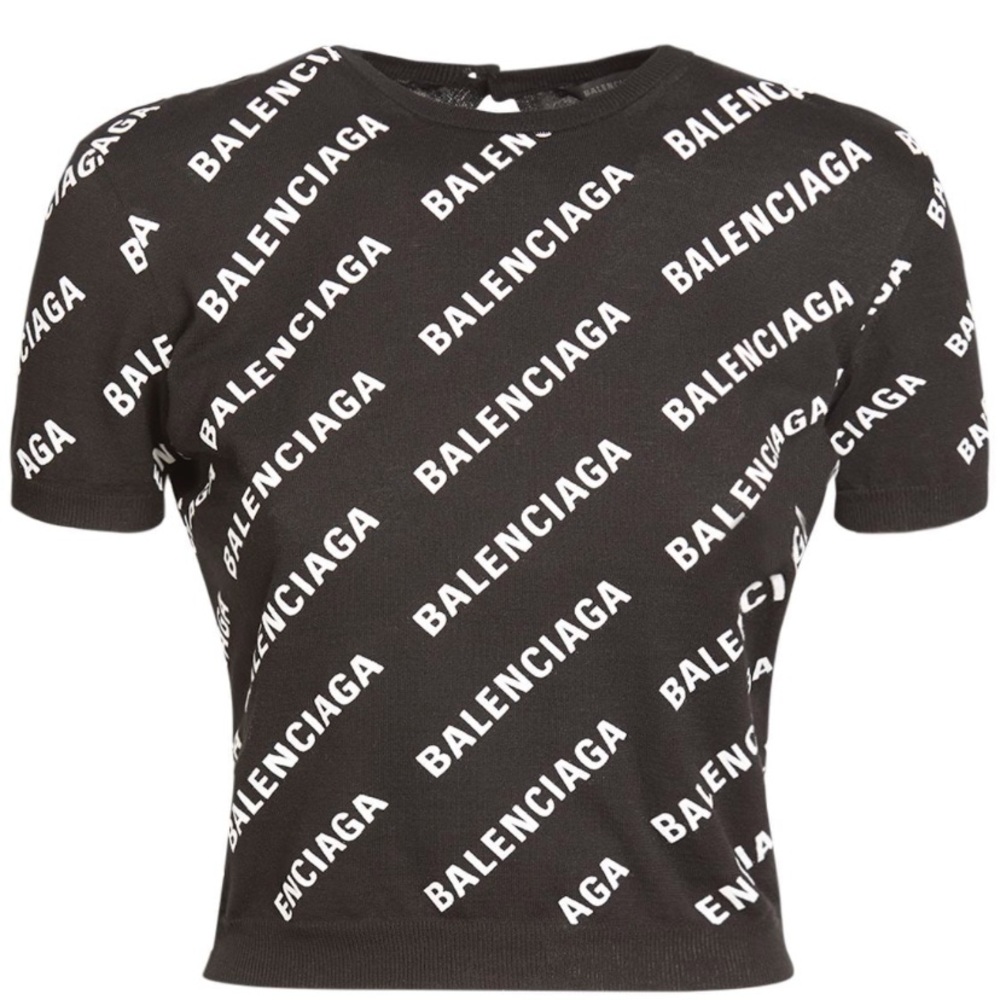 Baleniciaga logo print cropped sweater.